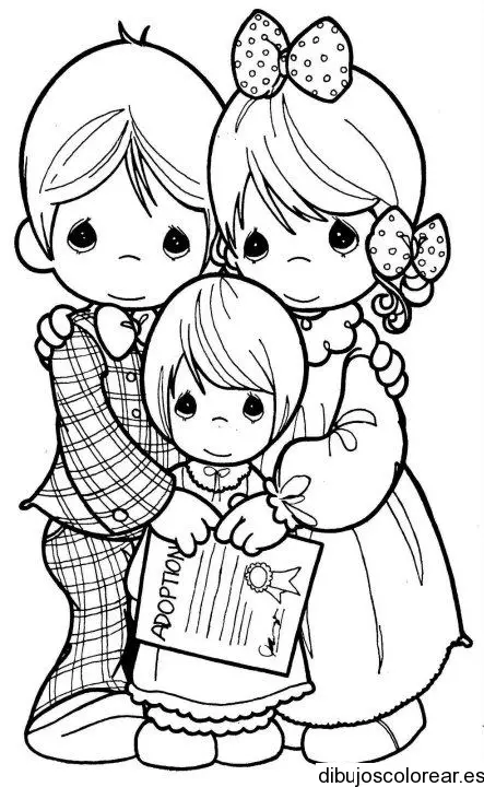 Dibujo de una pequeña familia para colorear