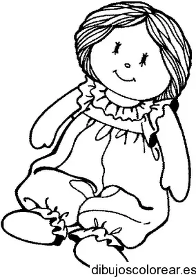 Dibujo de una pequeña muñeca de trapo para colorear