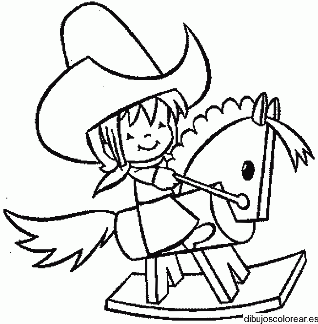 Dibujo de una pequeña vaquera para colorear