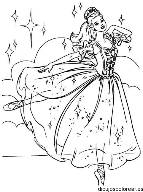 Dibujo de una princesa bailando ballet para colorear