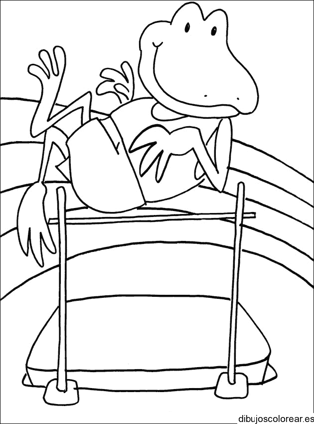 Dibujo de una rana en un cochecito para colorear