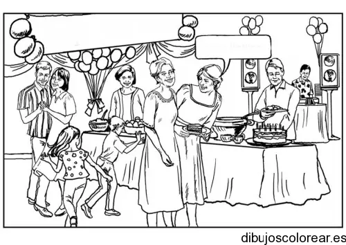 Dibujo de una reunión familiar para colorear