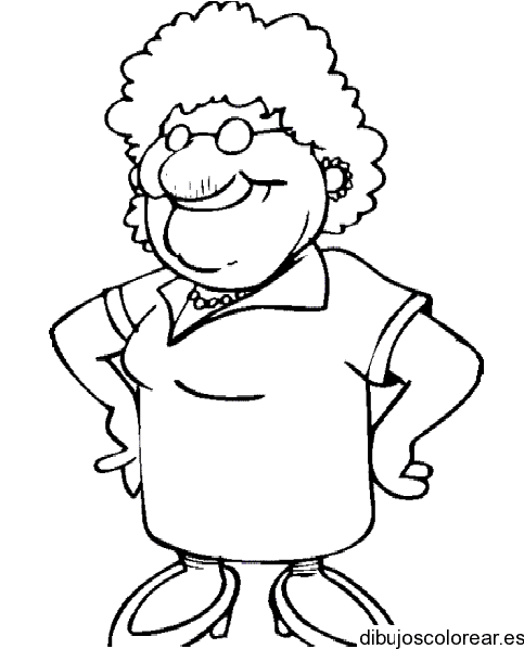 Dibujo de una sonriente abuela para colorear