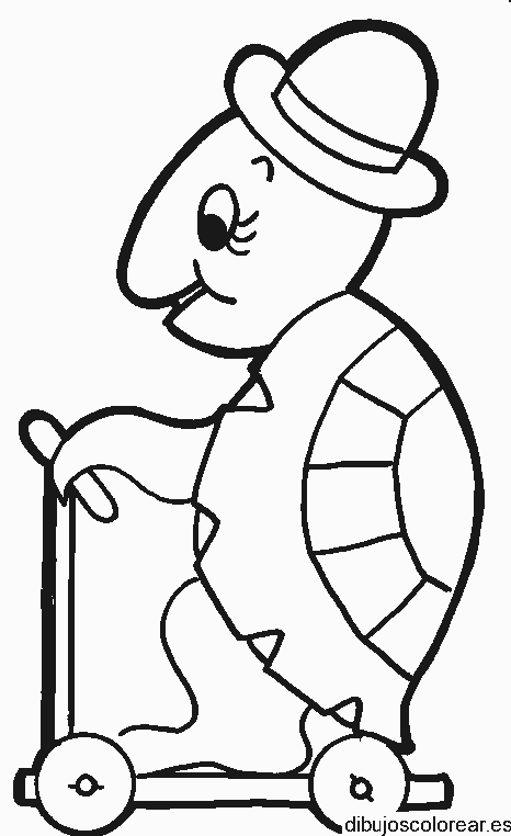 Dibujo de una tortuga con sombrero para colorear
