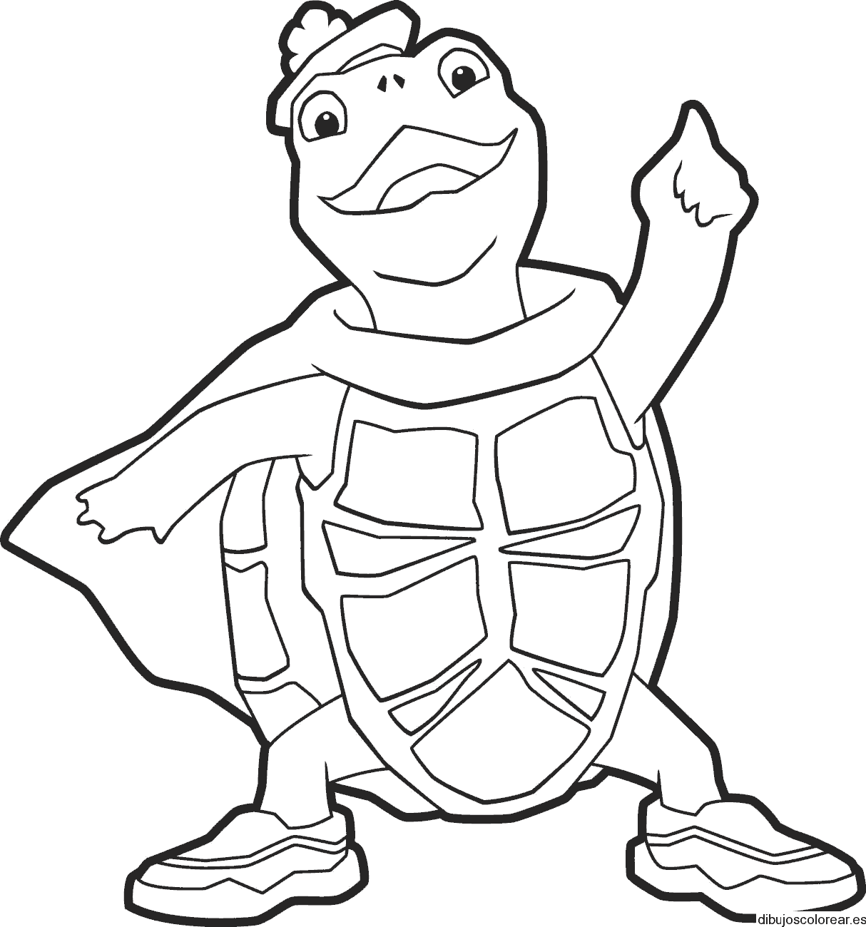 Dibujo de una tortuga con sombrero para colorear