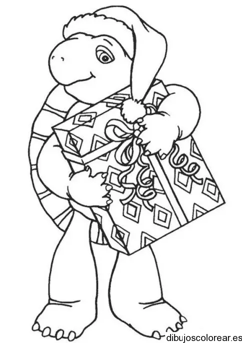 Dibujo de una tortuga en navidad para colorear