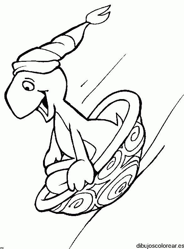 Dibujo de una tortuga jugando para colorear