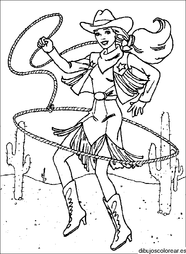 Dibujo de una vaquera bailando para colorear