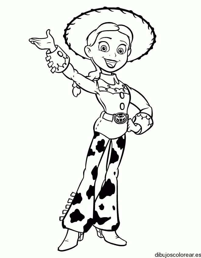 Dibujo de una vaquerita saludando para colorear