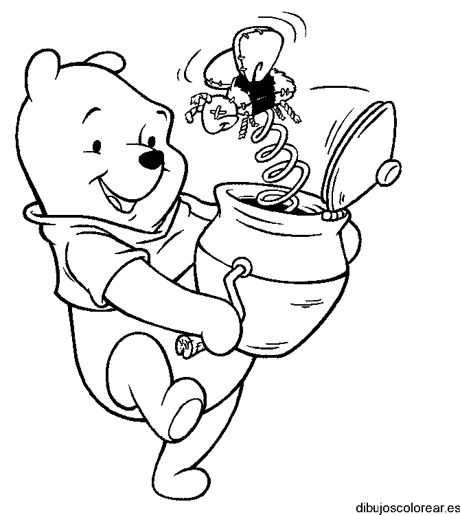 Dibujo de Winnie Poh y una abeja para colorear