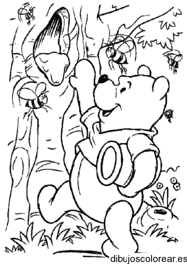 Dibujo de Winnie Poh buscando miel para colorear