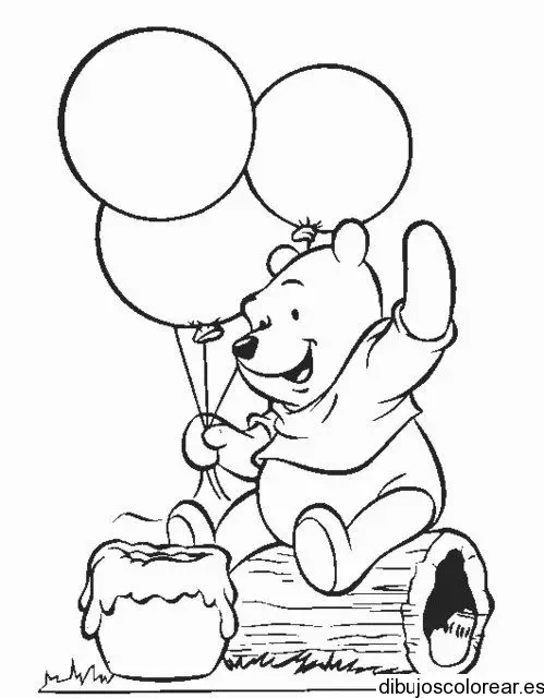 Dibujo de Winnie Poh con globos para colorear