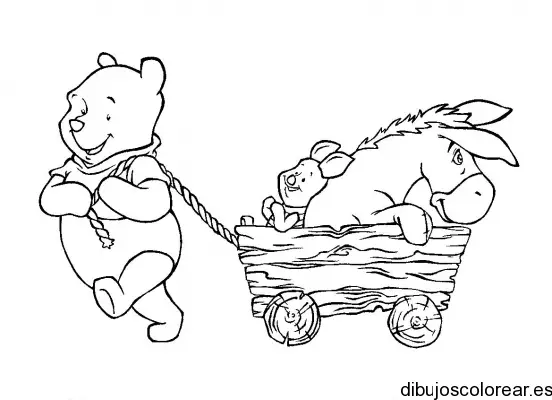 Dibujo de Winnie Poh con Igor y Tigger para colorear