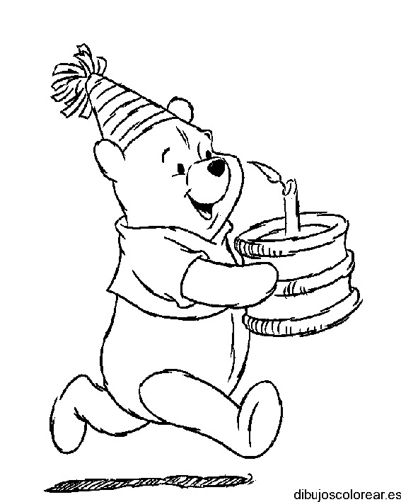 Dibujo de Winnie Poh con pastel para colorear