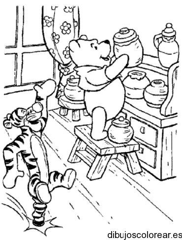 Dibujo de Winnie Poh con Tigger para colorear