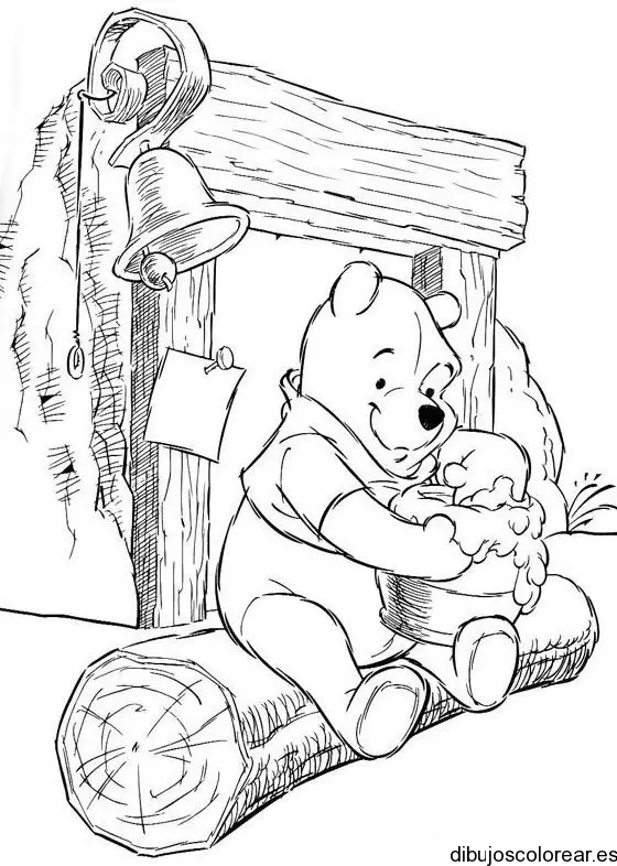 Dibujo de Winnie Poh con un tarrito para colorear