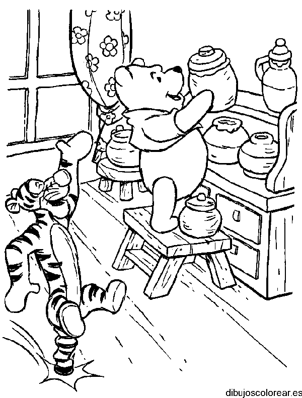 Dibujo de Winnie Poh en la cocina para colorear