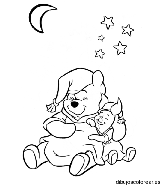 Dibujo de Winnie Poh en pijama para colorear
