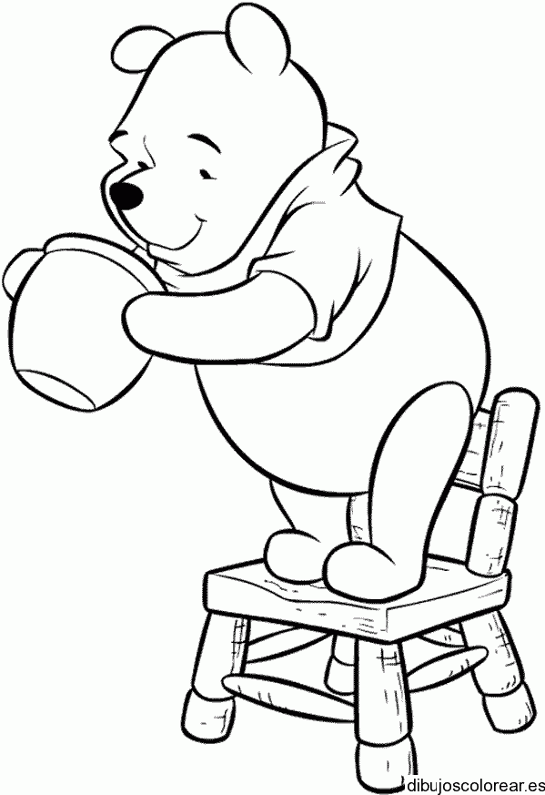 Dibujo de Winnie Poh en una silla para colorear
