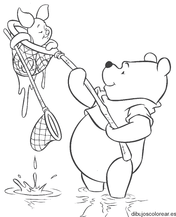 Dibujo de Winnie Poh pescando para colorear