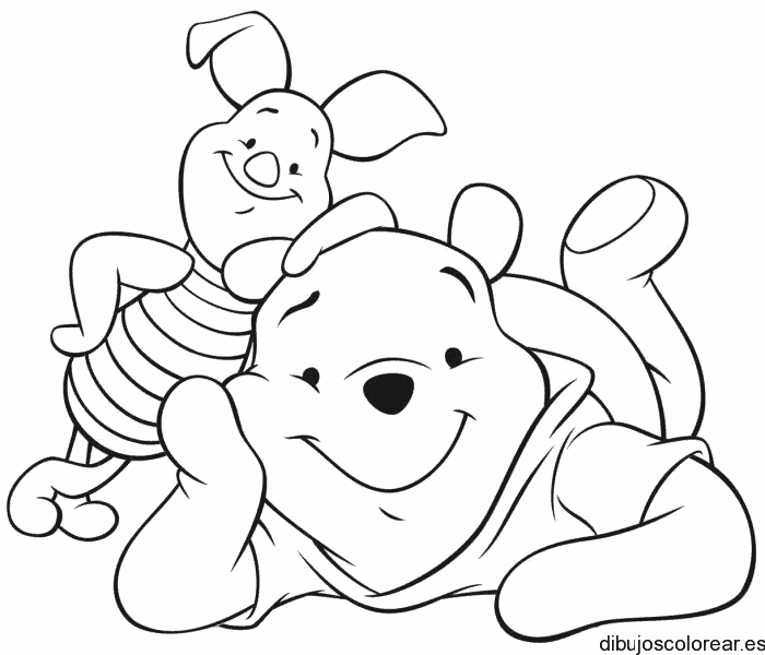 Dibujo de Winnie Poh sonriendo con Pliget para colorear