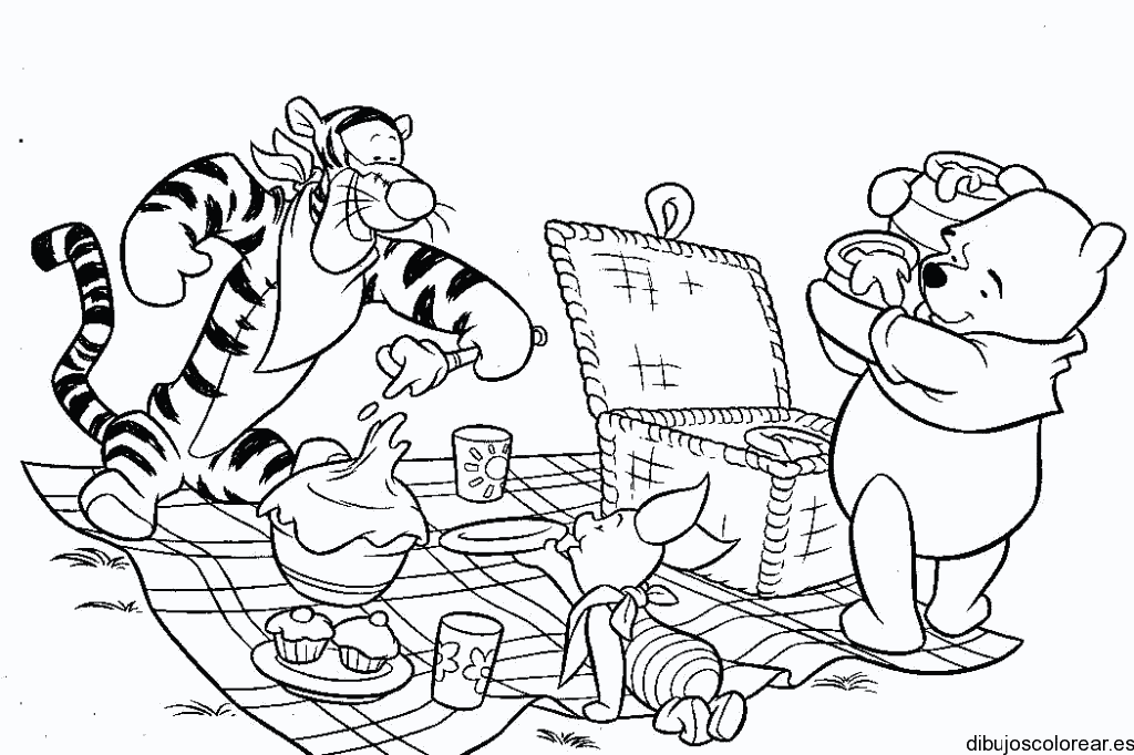 Dibujo de Winnie Poh y un cofre para colorear