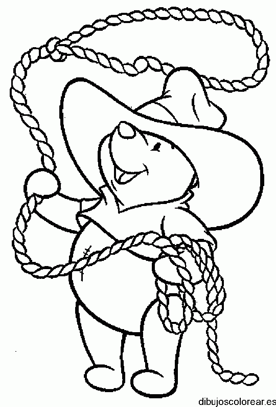Dibujo de Winnie Pooh vaquero para colorear