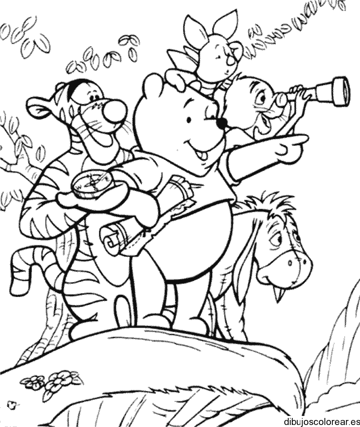 Dibujo de Winnie Pooh y sus amigos para colorear