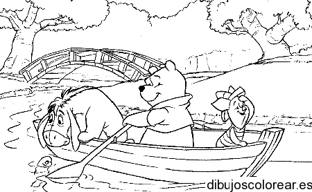 Dibujo de Winnie y sus amigos navegando para colorear