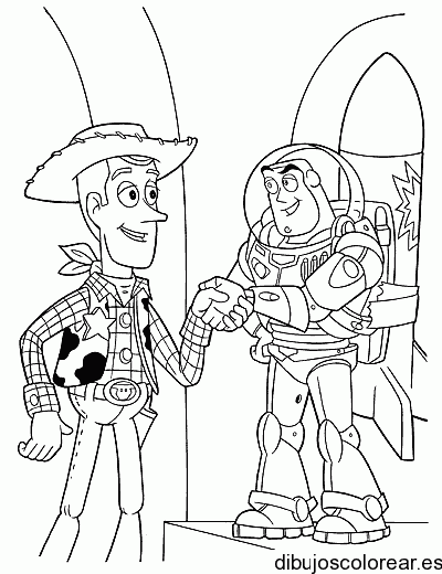 Dibujo de Woody con Buzz para colorear