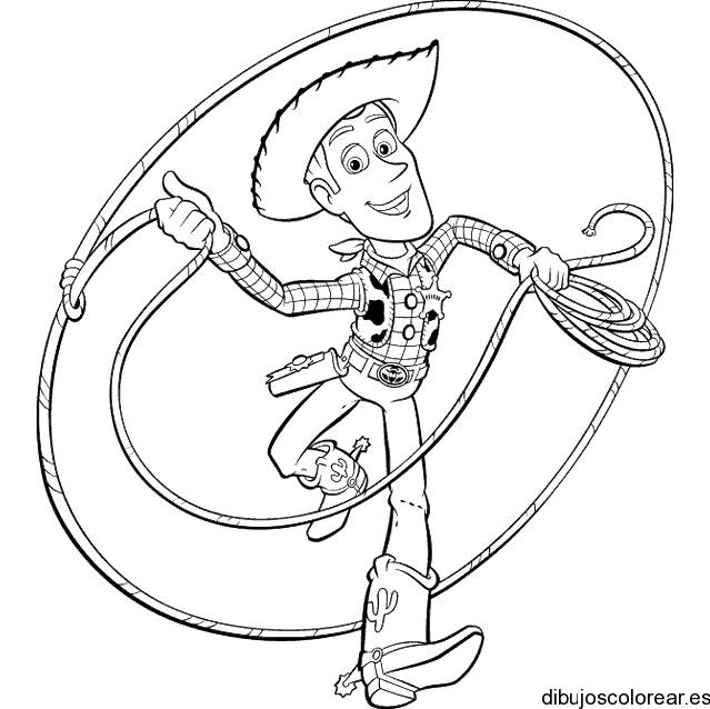 Dibujo de Woody con una cuerda para colorear