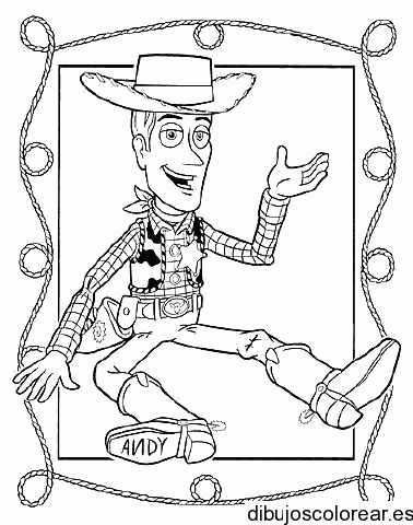 Dibujo de Woody en un marco para colorear