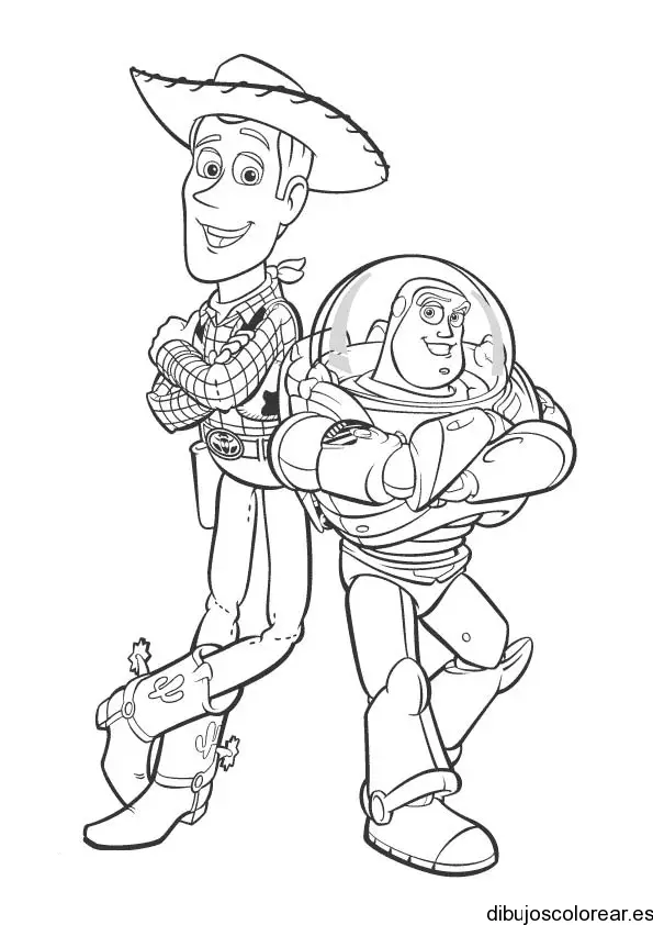 Dibujo de Woody y Buzz para colorear
