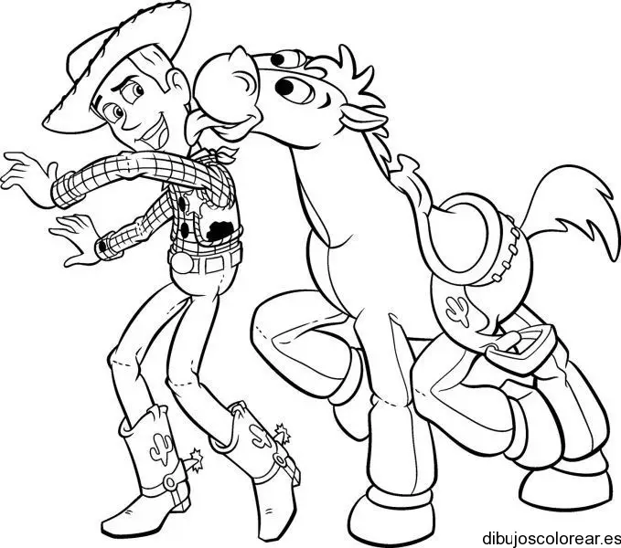 Dibujo de Woody y el caballo para colorear