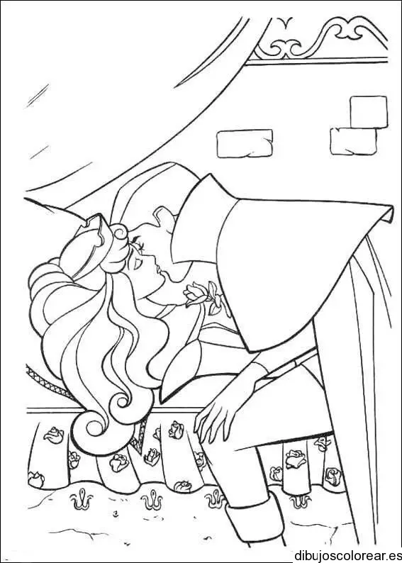 Dibujo del beso de la bella durmiente para colorear