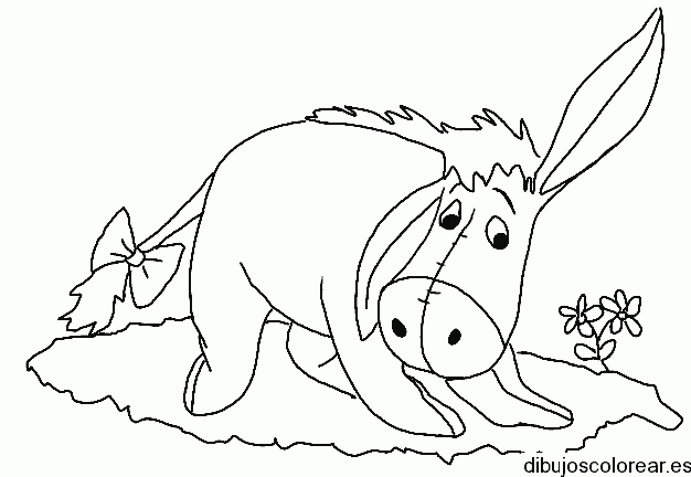 Dibujo del burro Igor asustado para colorear