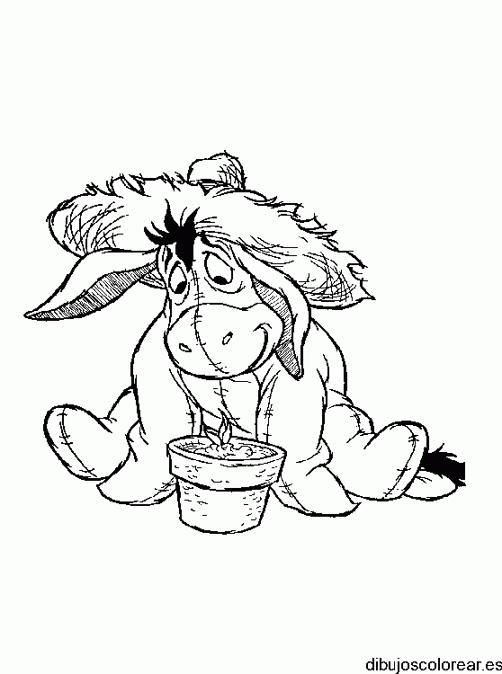Dibujo del burro Igor con sombrero para colorear