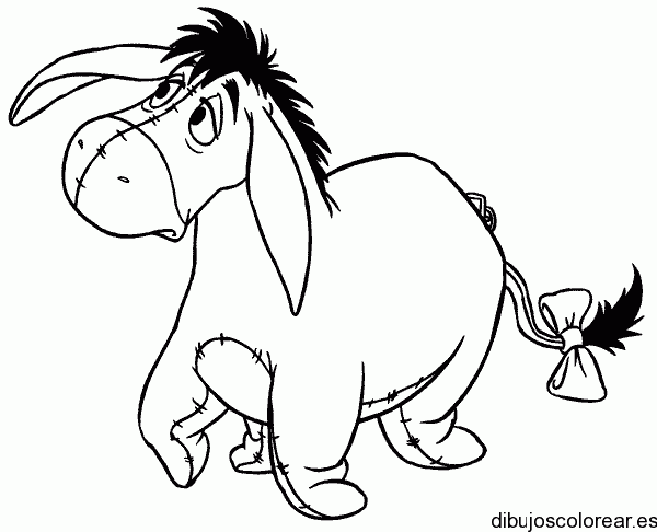 Dibujo del burro Igor de paseo para colorear