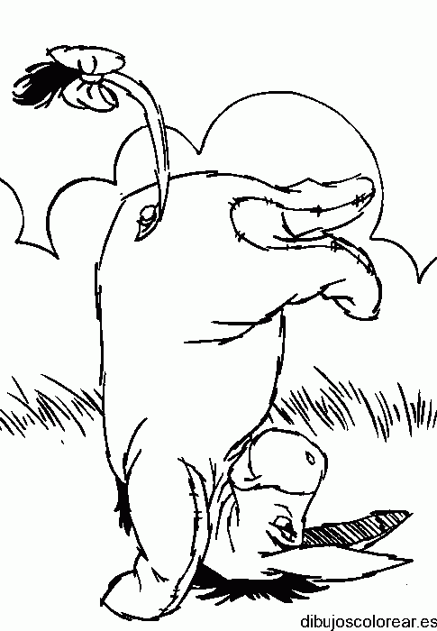 Dibujo del burro Igor haciendo acrobacias para colorear
