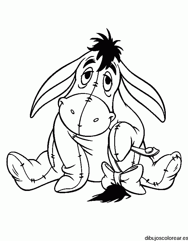 Dibujo del burro Igor sentado para colorear