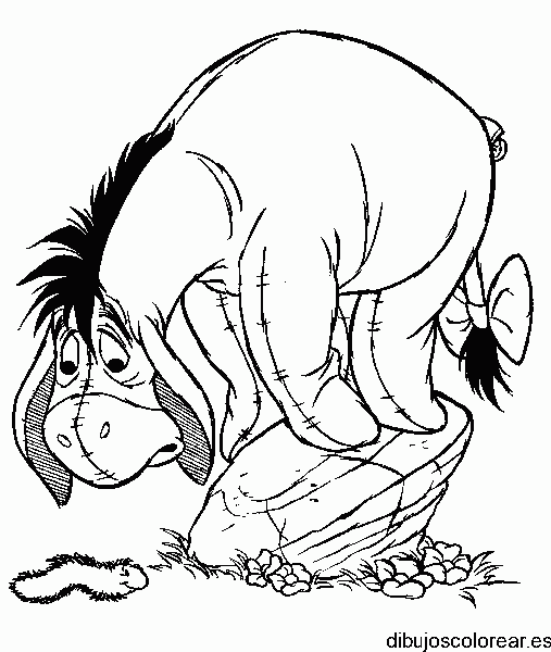 Dibujo del burro Igor y un gusano para colorear