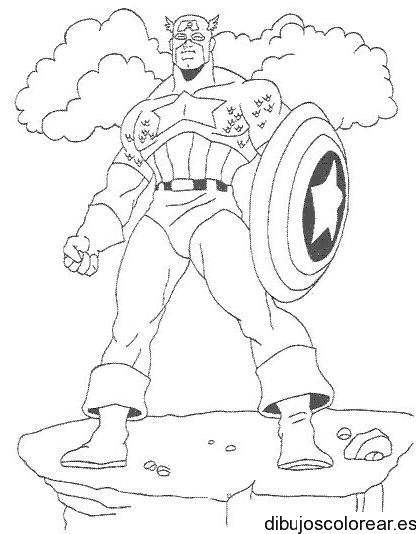Dibujo del Capitán América con nubes para colorear
