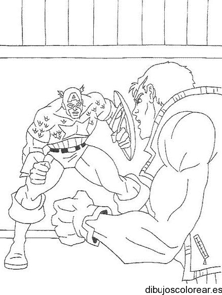 Dibujo del Capitán América en combate para colorear