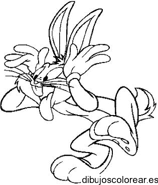 Dibujo del conejo Bugs Bunny haciendo mimos para colorear
