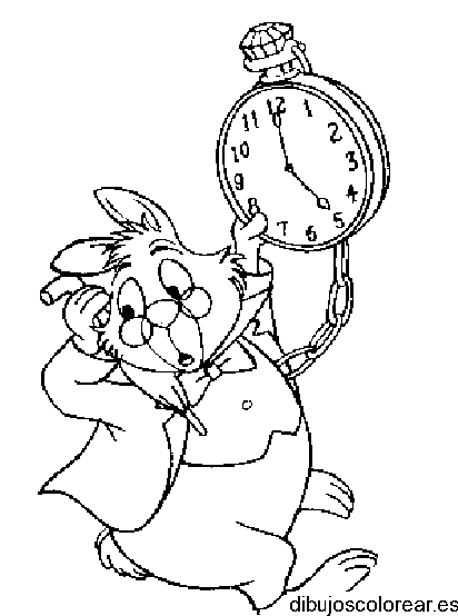Dibujo del conejo con reloj para colorear