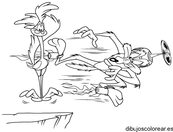 Dibujo del Correcaminos con el coyote para colorear