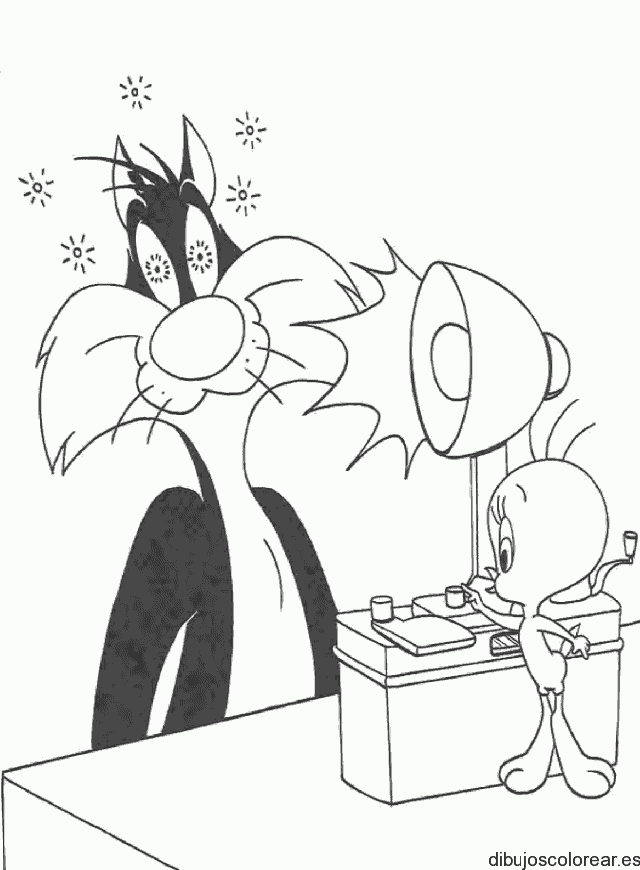 Dibujo del gato Silvestre hipnotizado para colorear
