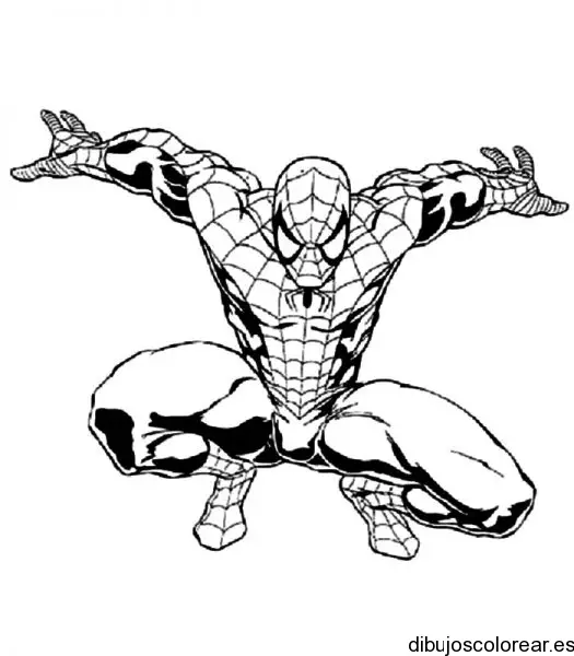 Dibujo del hombre araña arrodillado para colorear