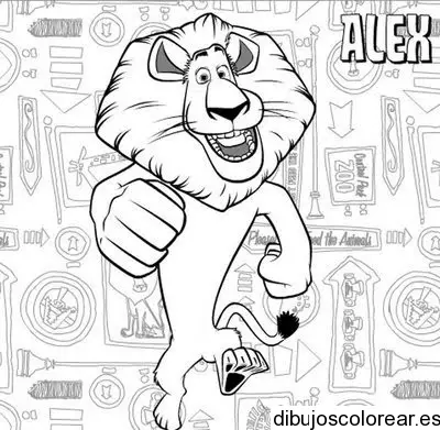 Dibujo del León Alex Madagascar para colorear