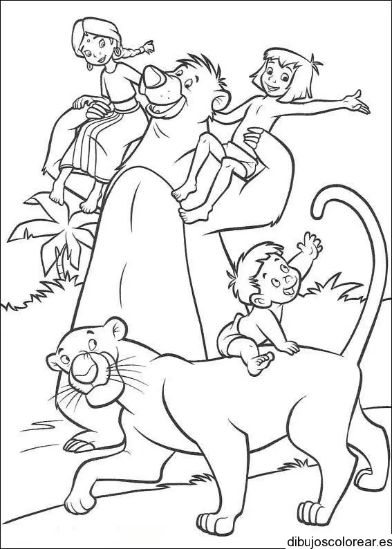 Dibujo del Libro de la Selva para colorear